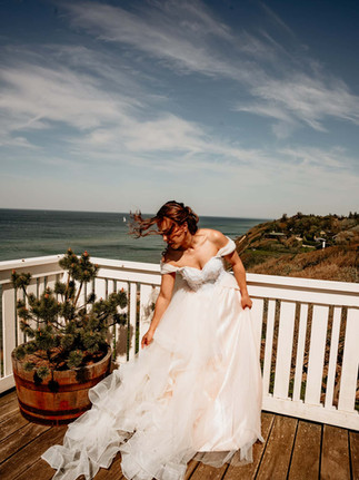 Romantic seaside wedding ceremony with couple exchanging vows by the ocean in Denmark
