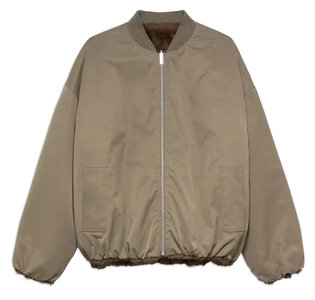 STUDIO AR REVERSIBLE BOMBER ETTA FAUX MINK OLIVE