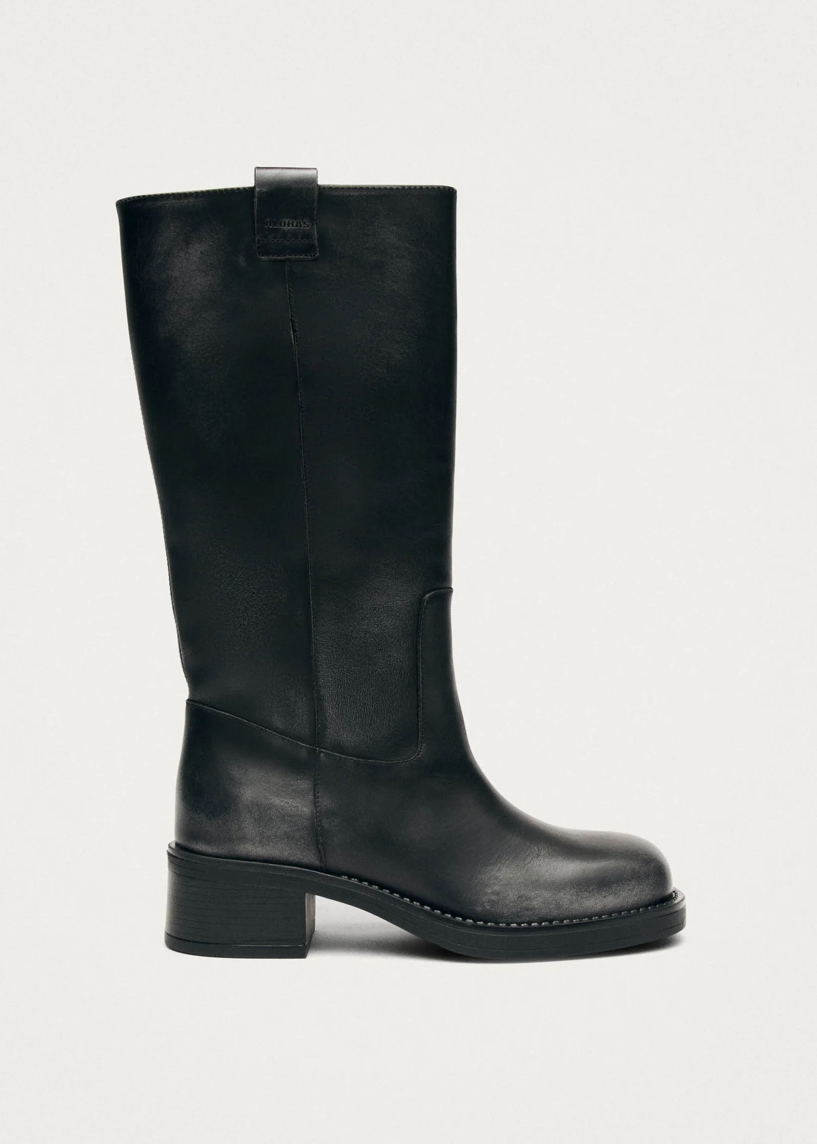 ALOHAS LAARS SAJAN VINTAGE EFFECT BLACK LEATHER BOOTS