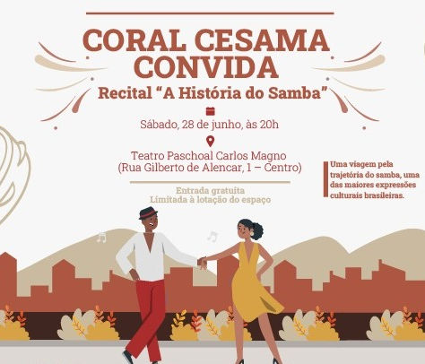 Coral Cesama leva história do samba em recital gratuito no Teatro Paschoal Carlos Magno