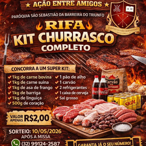 Paróquia realiza rifa de kit churrasco completo para arrecadar recursos para festa de São Sebastião