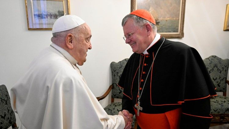 Dom Jaime Spengler, presidente da CNBB, em encontro com Papa Francisco durante a visita anual ao Vaticano Foto: Vatican Media