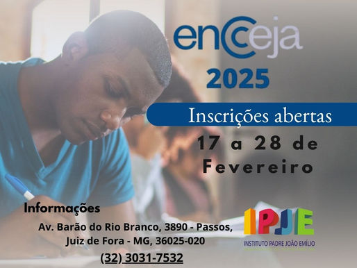 Instituto Padre João Emílio abre inscrições para turmas do curso preparatório para o Encceja 2025