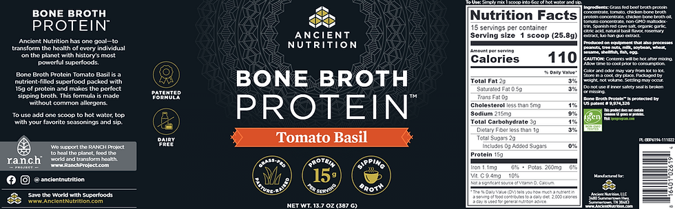 Thumbnail: Bone Broth Protein - Tom Basil 13.7 oz