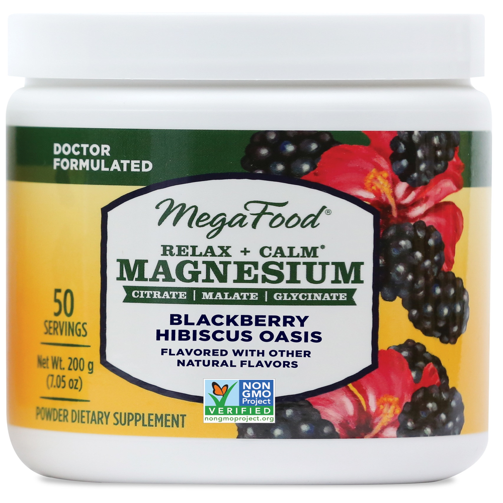 Relax + Calm Magnesium Powder-Blackberry Hibiscus Oasis Flavor (7.5 oz) 