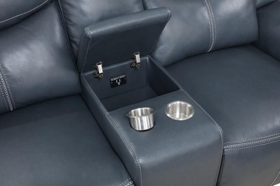 Thumbnail: Sloane 3-piece Upholstered Reclining Sofa Set Blue