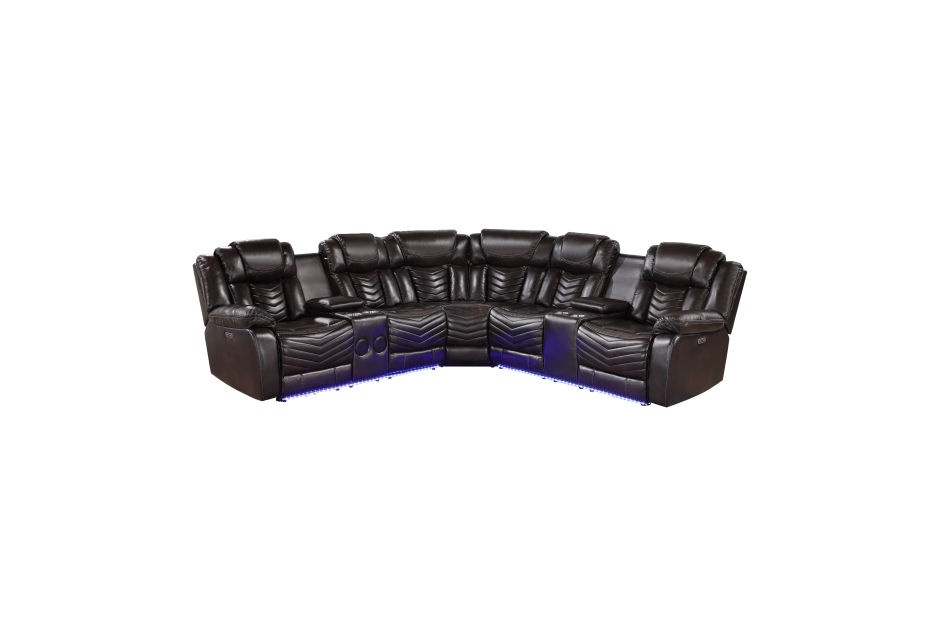 Thumbnail: Ramone Power Reclining Sectional with Consoles, Speakers, Subwoofer and LED