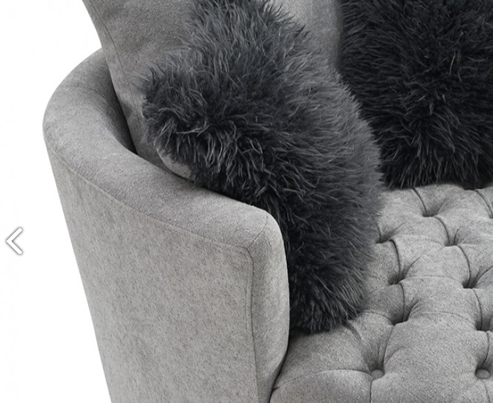 Thumbnail: Sofi  Button Tufted Swivel Chair — Light Gray