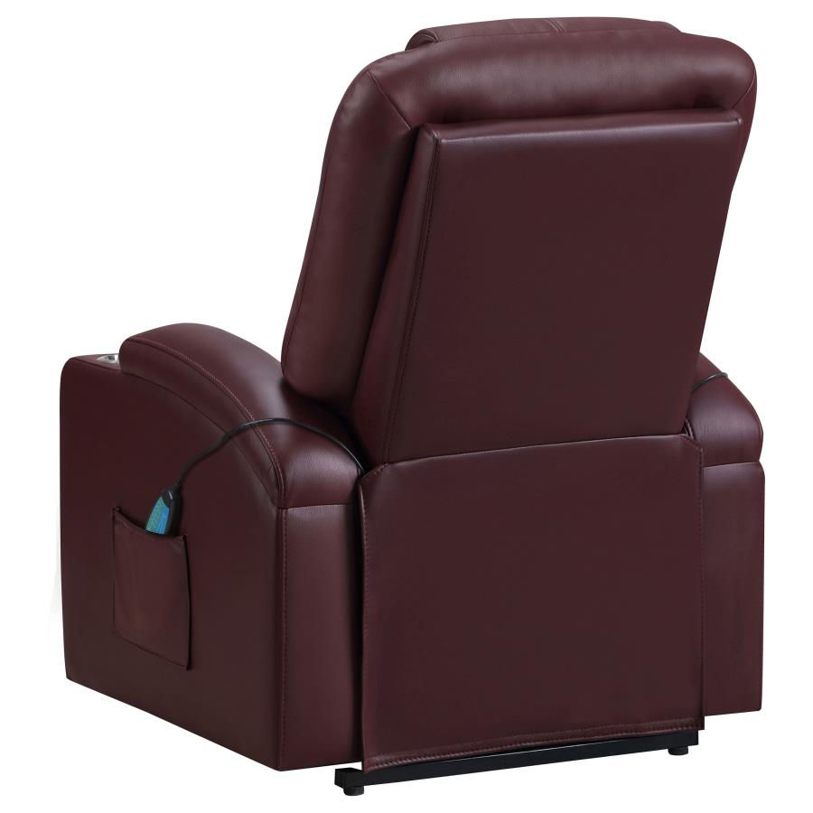 Thumbnail: Armstrong Upholstered Power Lift Massage Recliner — Wine