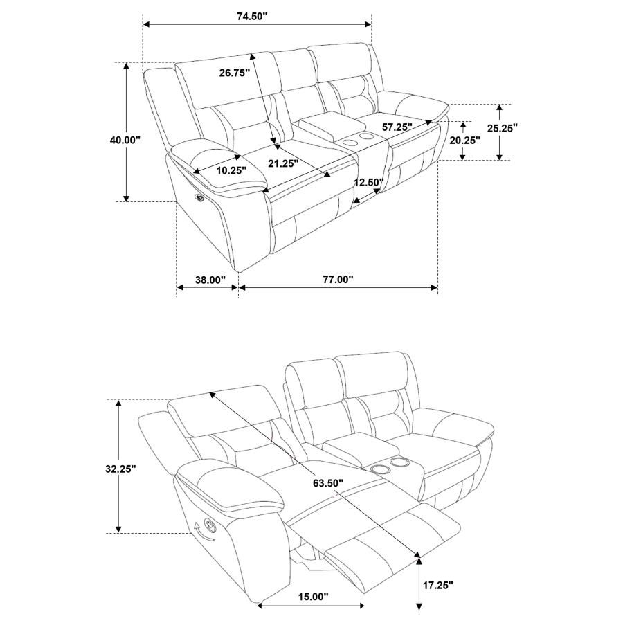 Thumbnail: Greer 3-piece Upholstered Reclining Sofa Set Brown