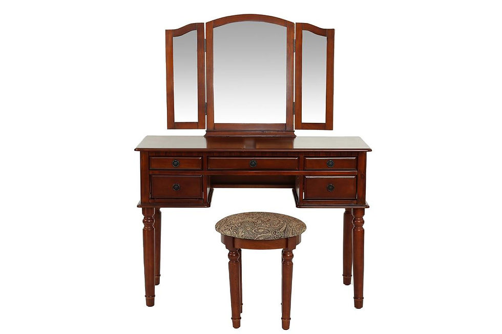 Thumbnail: Vanity w| Stool - Foldable Mirror
