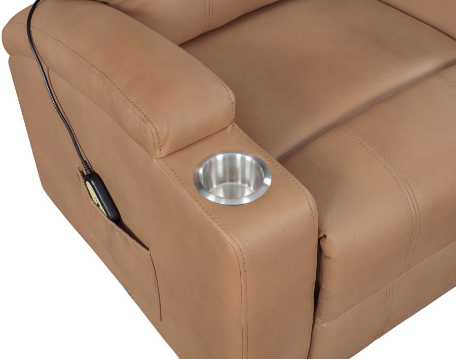 Thumbnail: Armstrong Upholstered Power Lift Massage Recliner — Camel