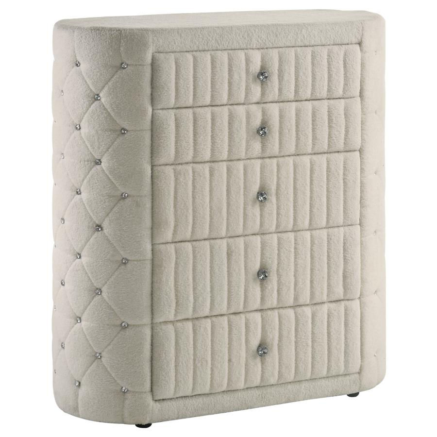 Thumbnail: Sonya 5-piece Upholstered Queen Bedroom Set Ivory