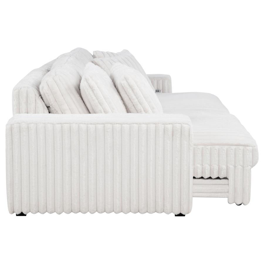 Thumbnail: Jacana Corduroy Upholstered Dual Power Chaise Sofa Ivory