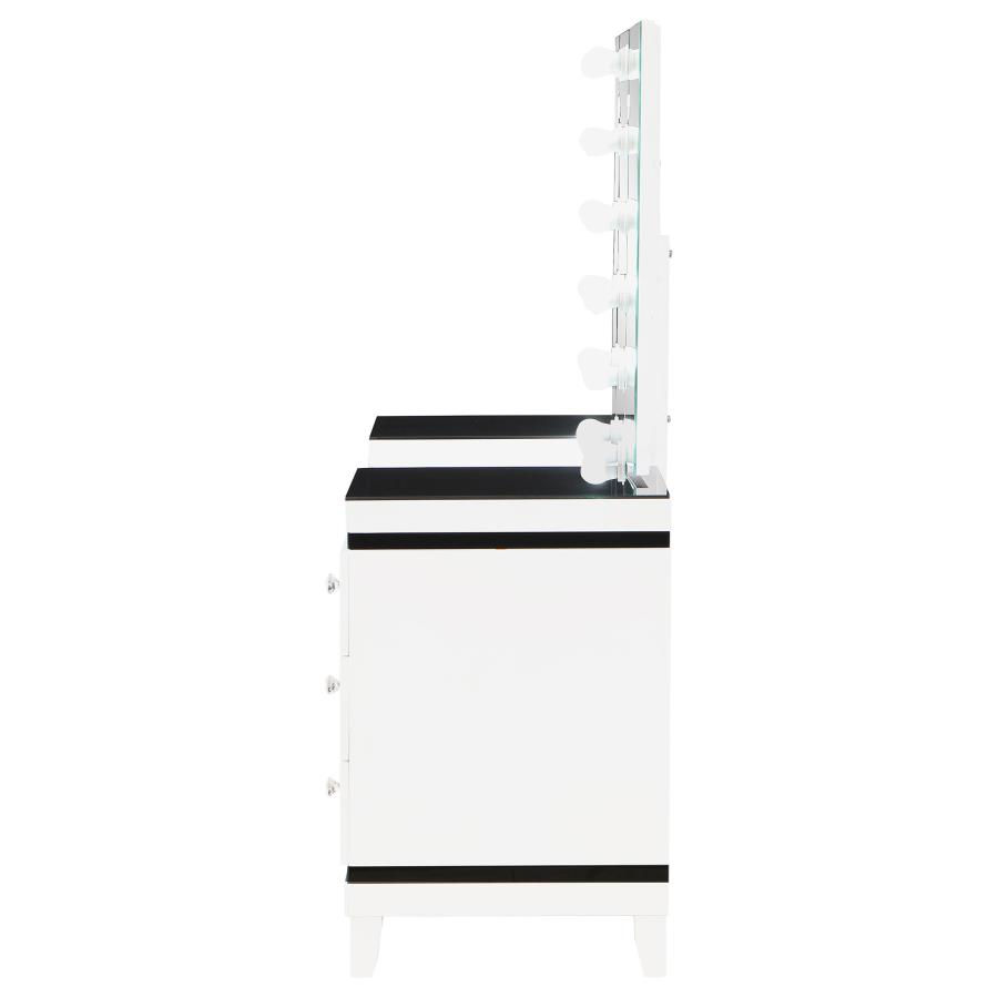 Thumbnail: Talei 6-drawer Vanity Set with Lighting Black and White