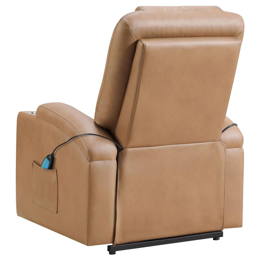 Thumbnail: Armstrong Upholstered Power Lift Massage Recliner — Camel