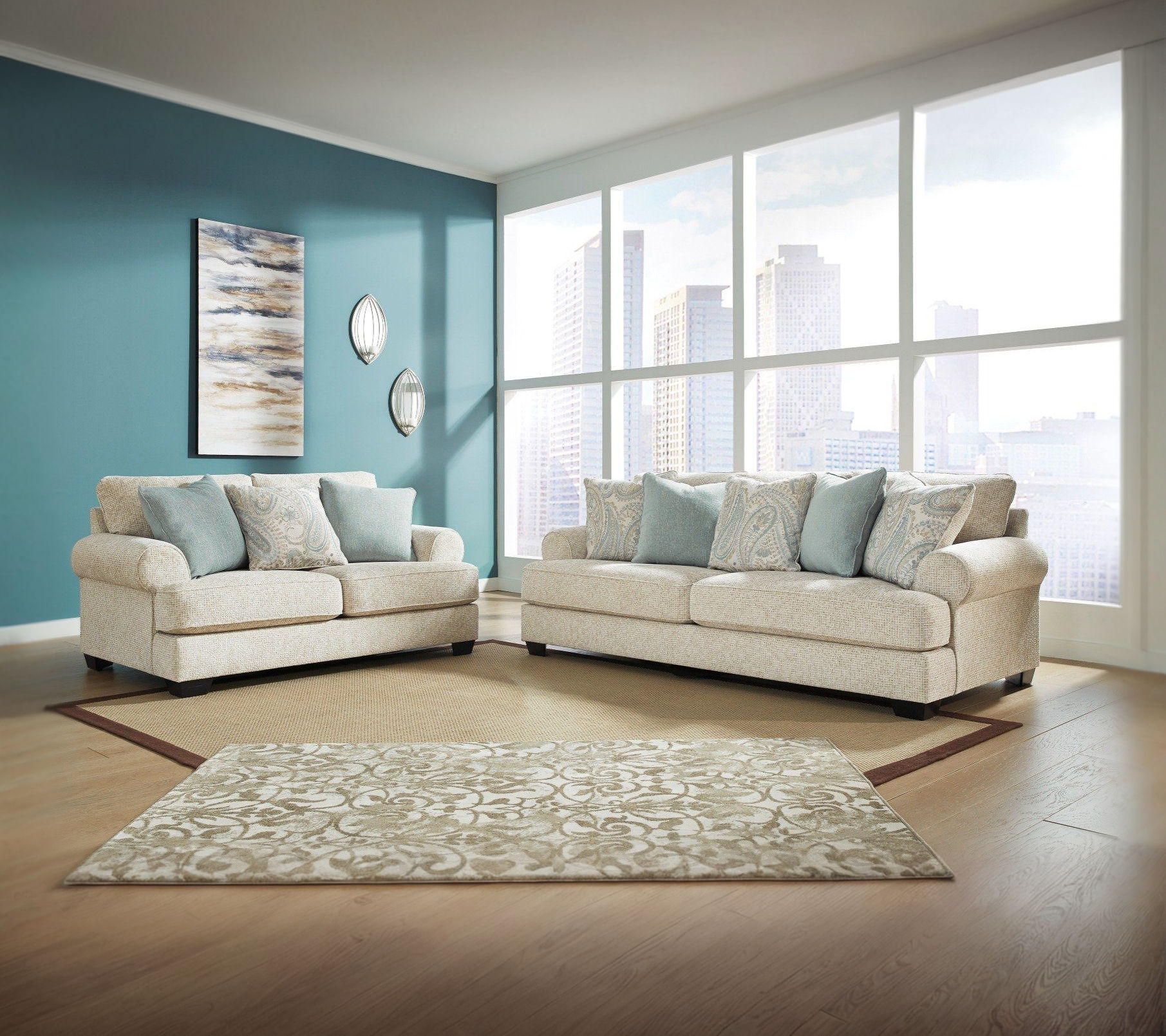 Monaghan Sofa and Loveseat in Sandstone