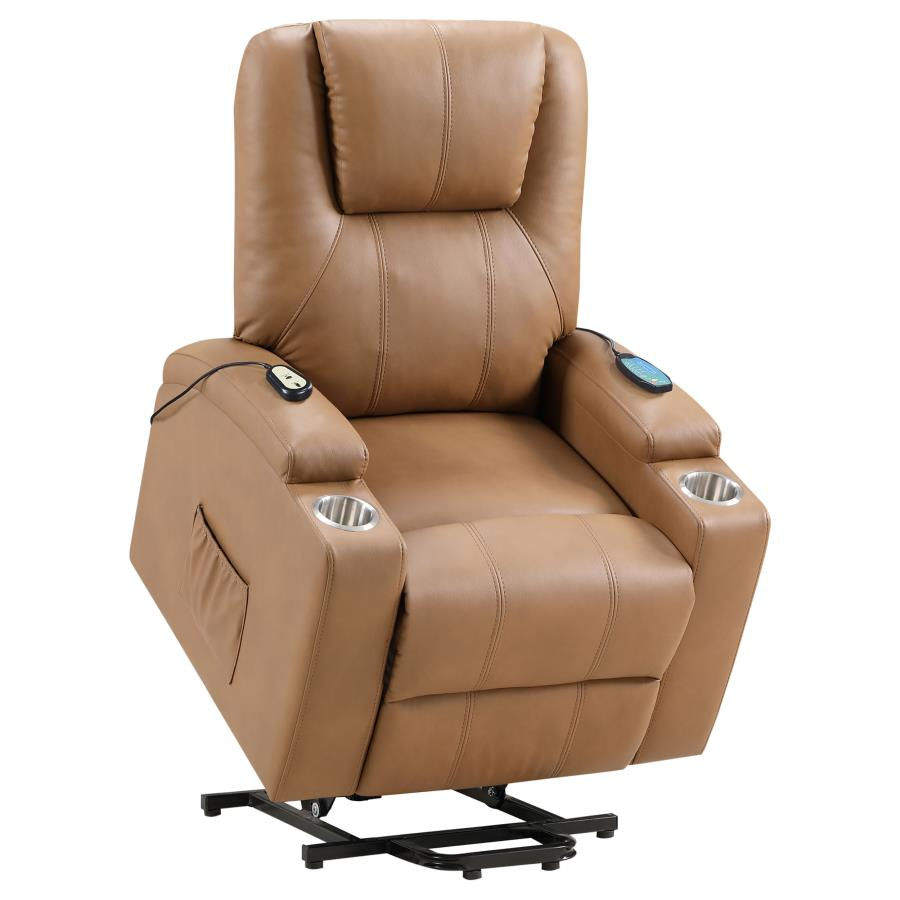 Thumbnail: Armstrong Upholstered Power Lift Massage Recliner — Camel