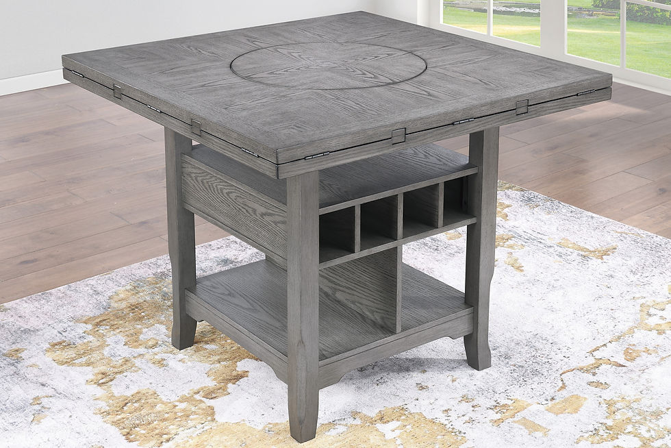 Thumbnail: Counter Table w| Built in Leaf & Built-In Lazy Susan + 6 Counter Chairs