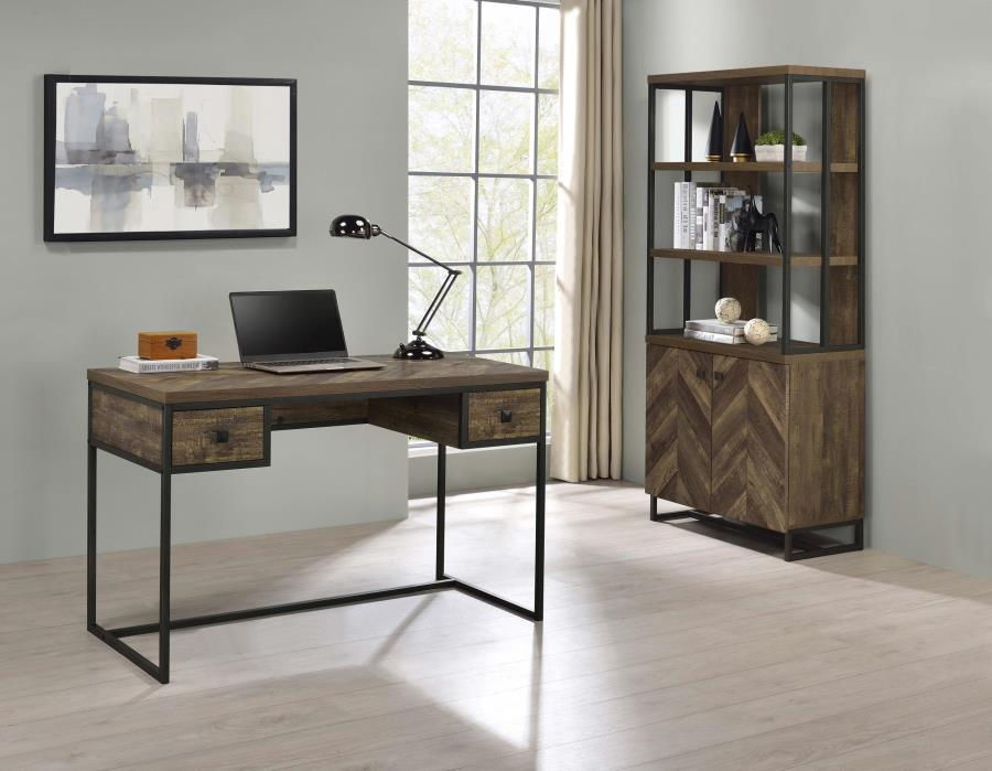 Thumbnail: Millbrook 71-inch 2-door Storage Bookshelf Rustic Oak