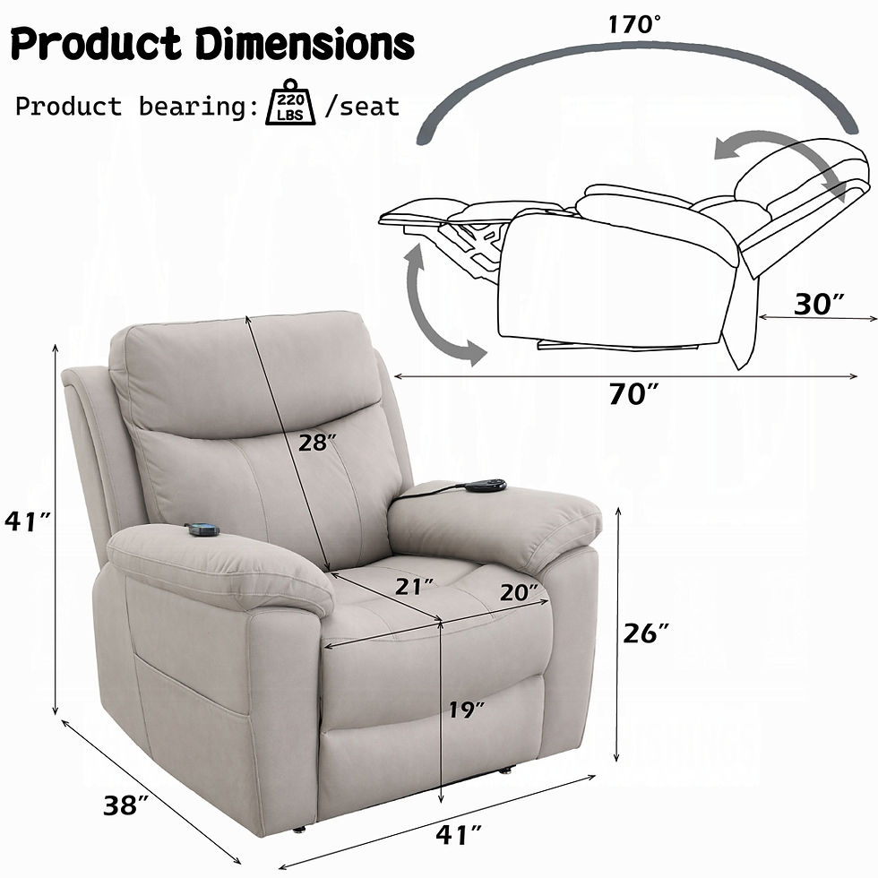 Thumbnail: Chriki Power Recliner w/Lift & Heating & Massage - Beige