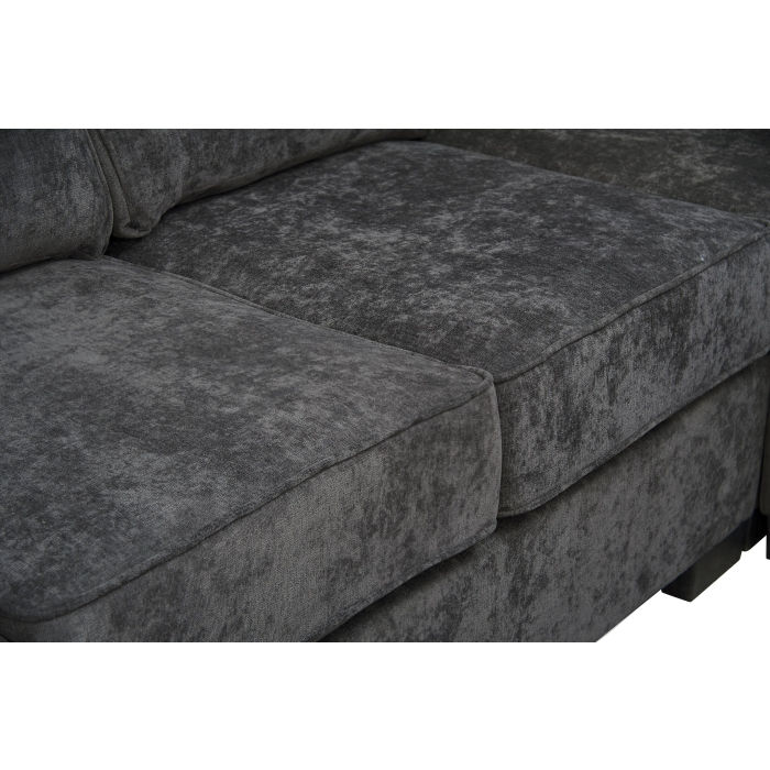 Thumbnail: Dark Gray Stationary Sectional Sofa & Ottoman w/ Throw Pillows