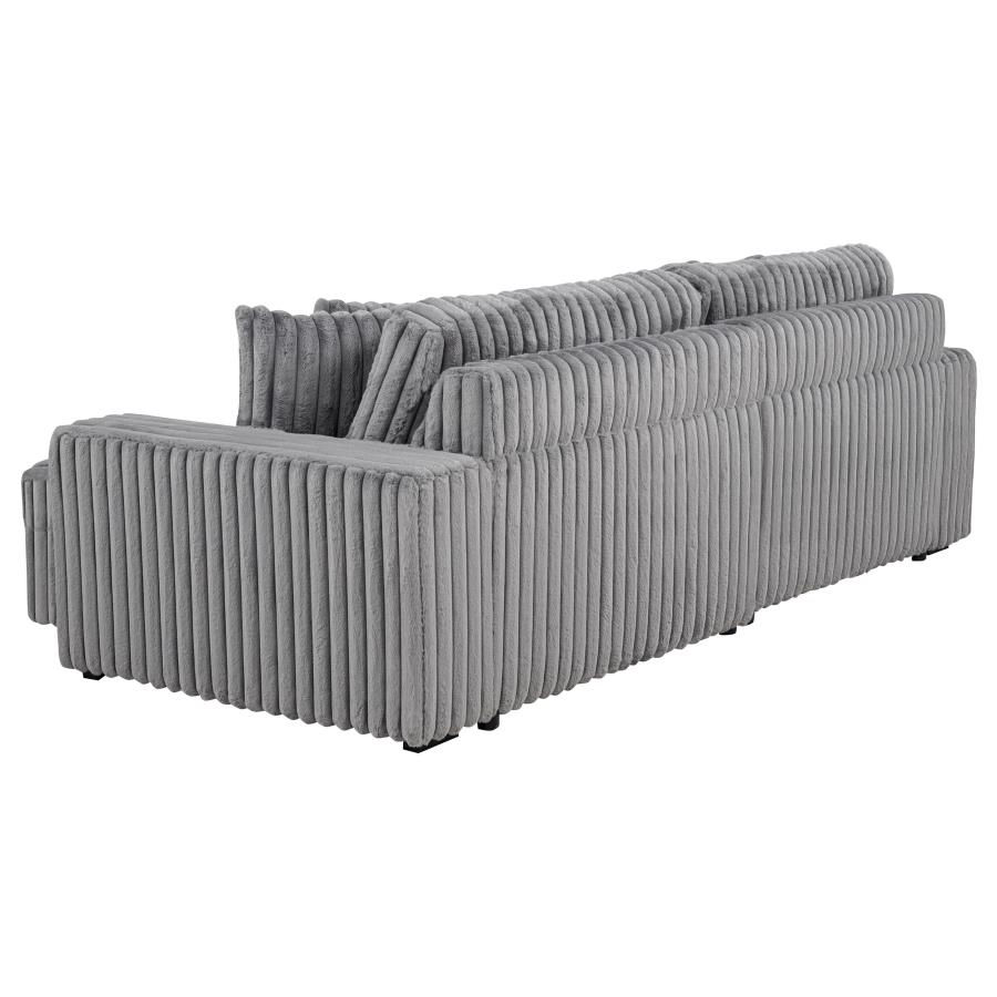 Thumbnail: Jacana Corduroy Upholstered Dual Power Chaise Sofa Grey
