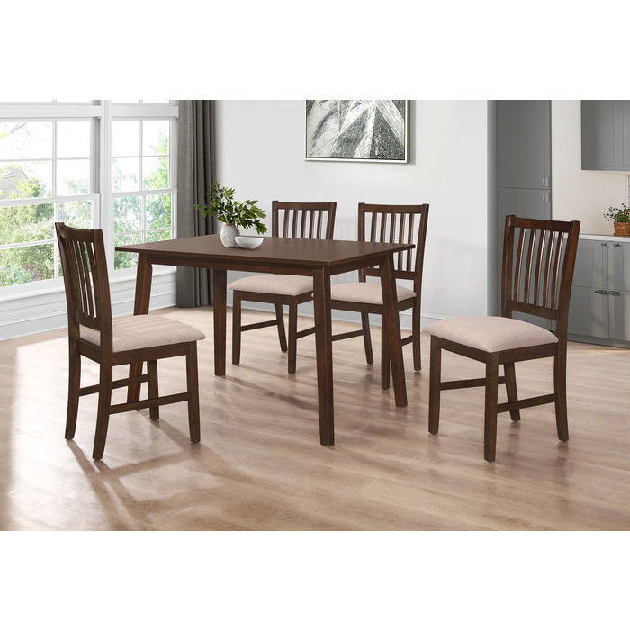 Thumbnail: 5PC Wooden Dining Table Set w/ MDF Top