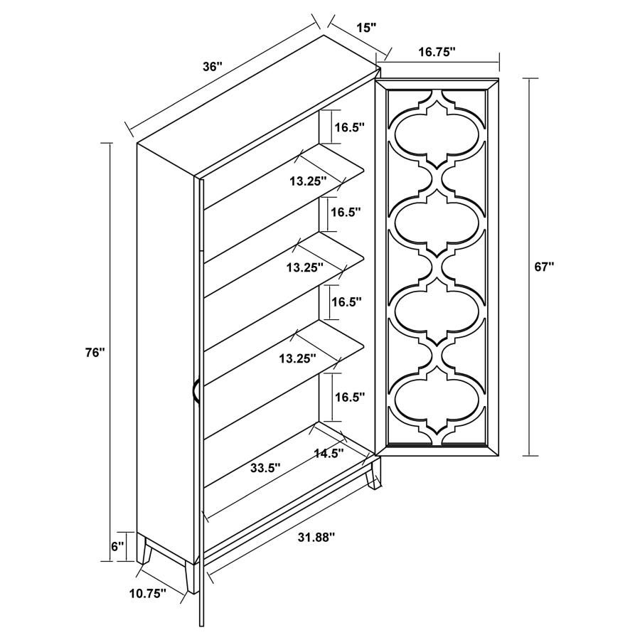 Thumbnail: Mckellen 2-door Wood Trellis Tall Cabinet Distressed White