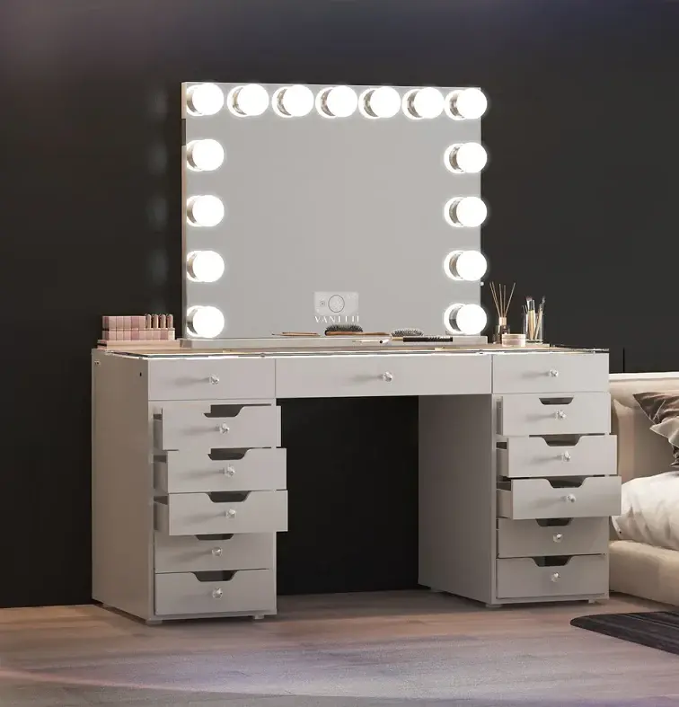 Thumbnail: Vanity Desk 13 Storage Drawers