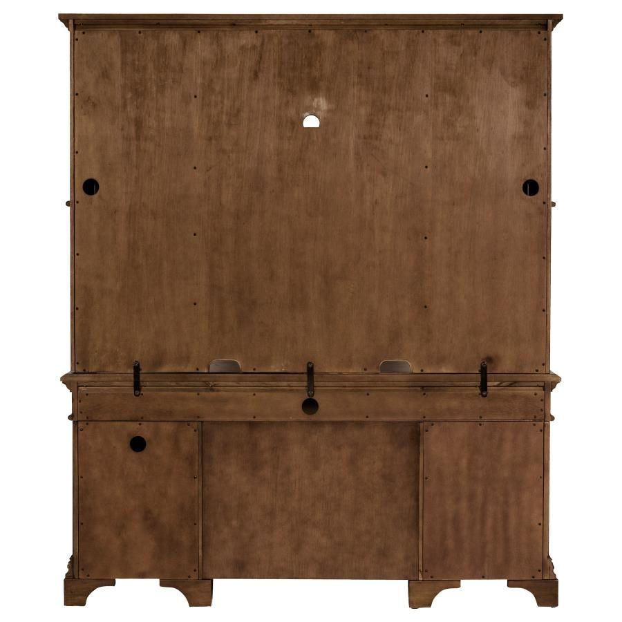 Thumbnail: Hartshill 66-inch 5-drawer Credenza with Hutch Burnished Oak