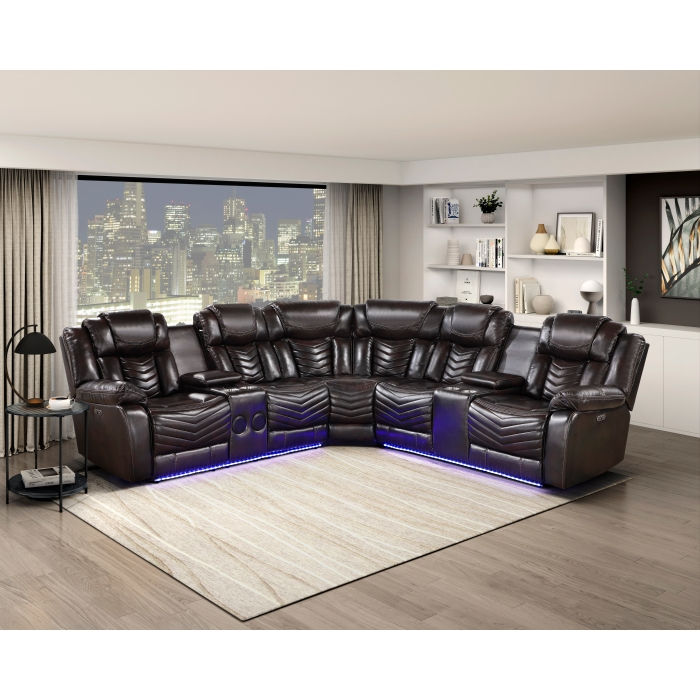 Thumbnail: Ramone Power Sectional w| Consoles, Speakers, Subwoofer and LED lighting