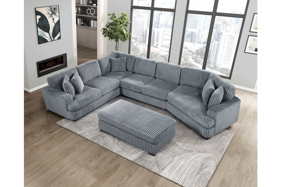 Thumbnail: 5-Piece Sectional with Left Cuddler and Ottoman