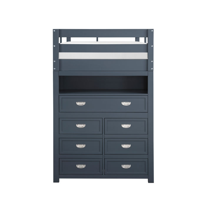 Thumbnail: Twin/Full Loft Bunk Bed w| Chest and Hidden Desk + Mattresses