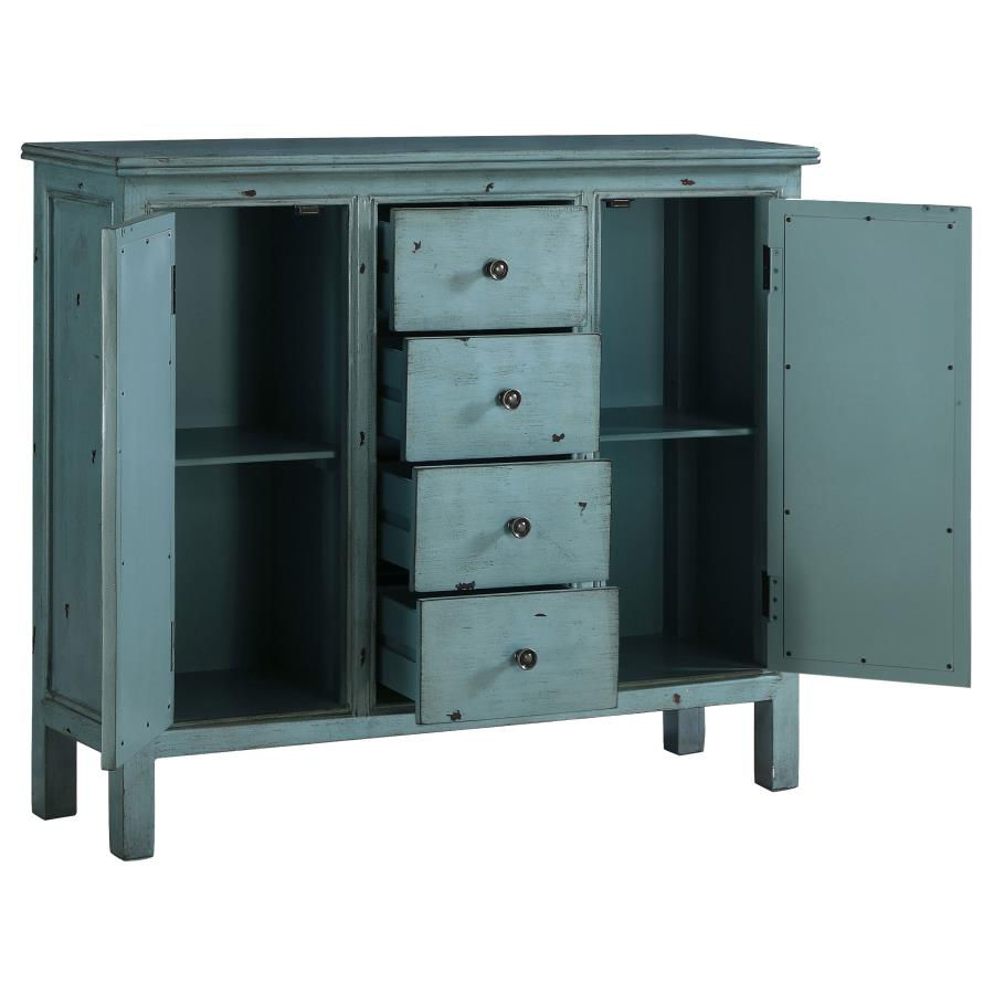 Thumbnail: Rue 4-drawer Wood Trellis Accent Storage Cabinet Blue