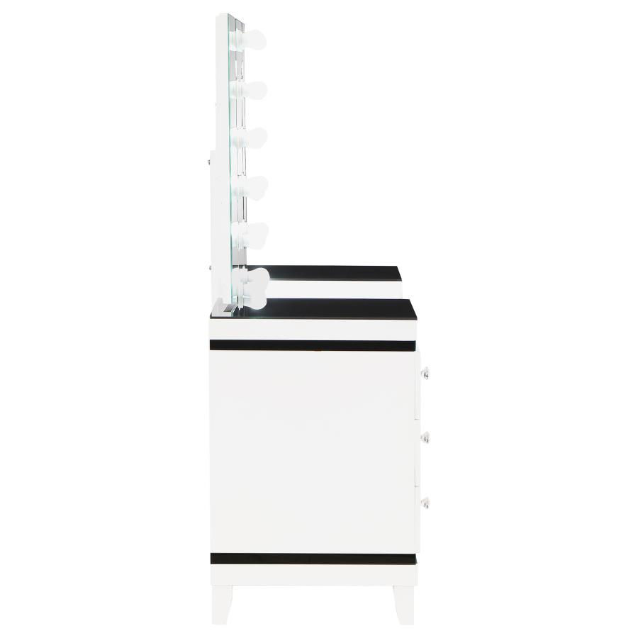 Thumbnail: Talei 6-drawer Vanity Set with Lighting Black and White