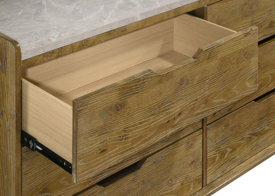 Thumbnail: Henderson 6-drawer Bedroom Dresser with Mirror Medium Oak