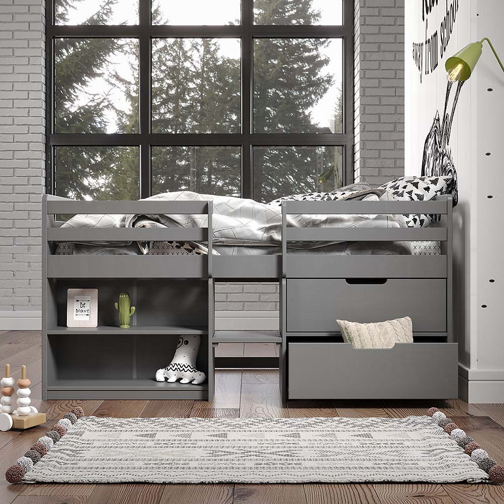 Thumbnail: Fabiana Twin Loft Bed w| Storage + Mattress