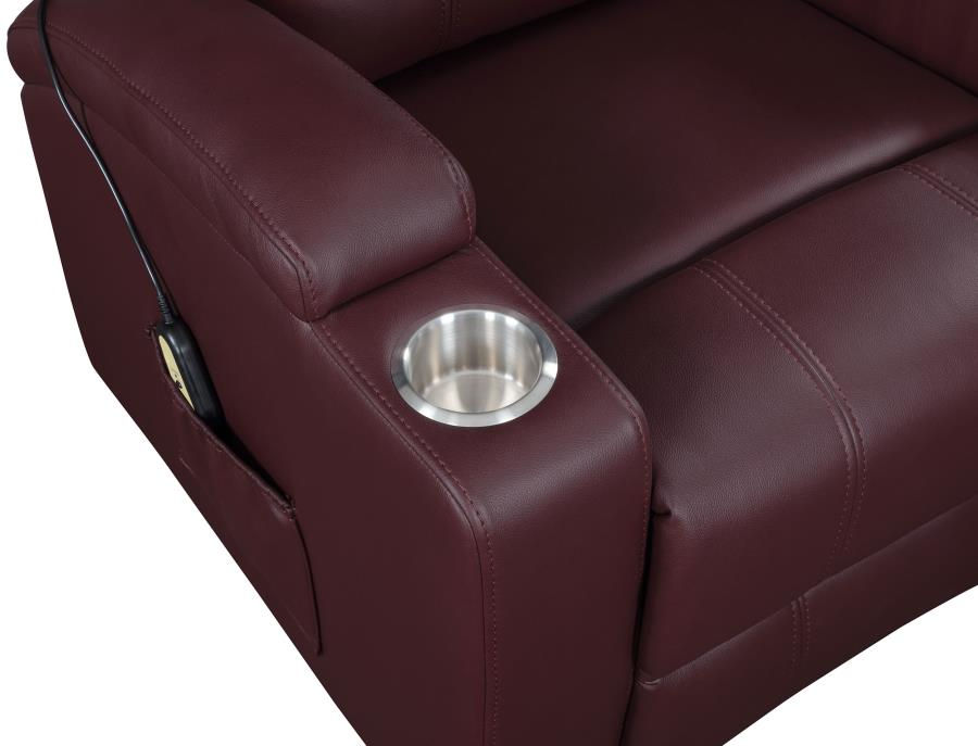 Thumbnail: Armstrong Upholstered Power Lift Massage Recliner — Wine