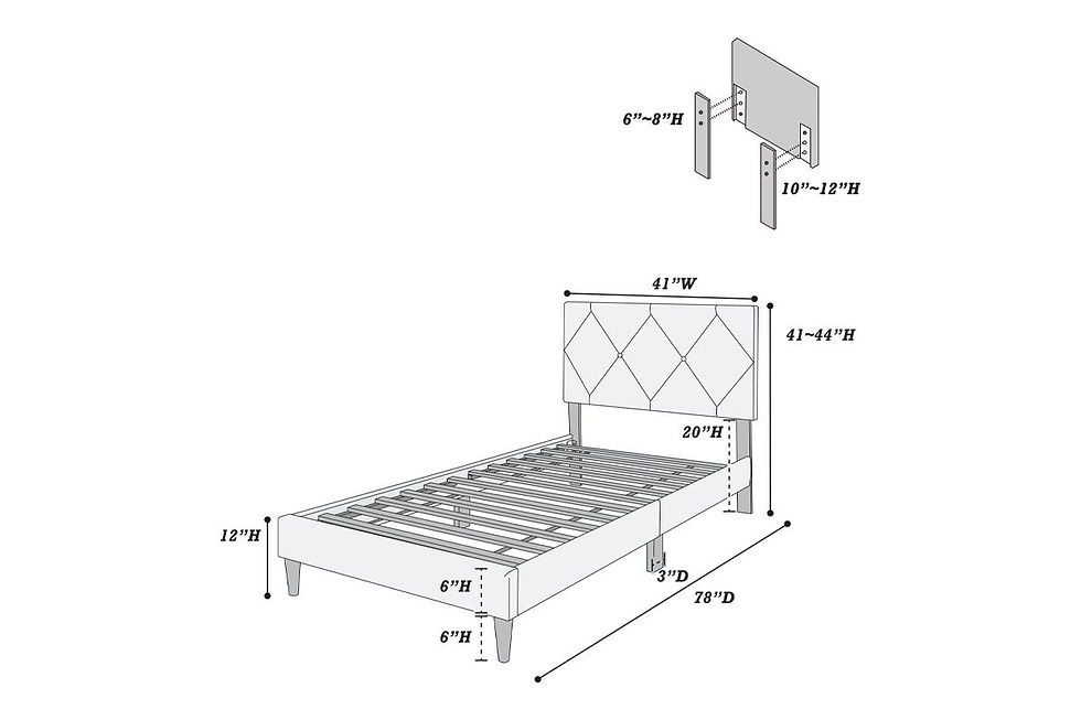 Thumbnail: Velvet Twin Frame + Mattress