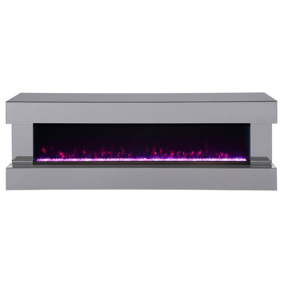 Thumbnail: Vallerie 71" TV Stand with Visual Flame Box Grey Mirror