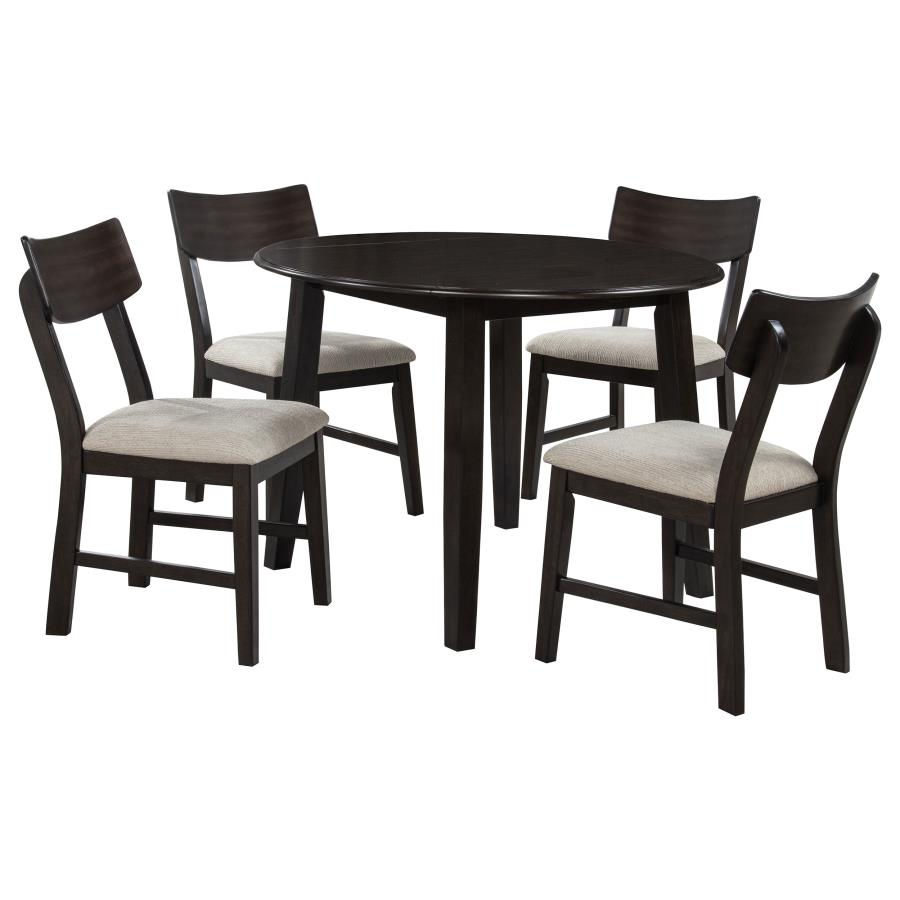 Thumbnail: Catley 5pc Round Drop Leaf Dining Table Set Dark Coffee