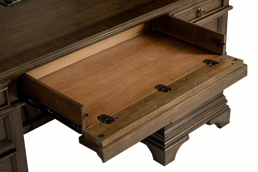 Thumbnail: Hartshill 66-inch 5-drawer Credenza with Hutch Burnished Oak