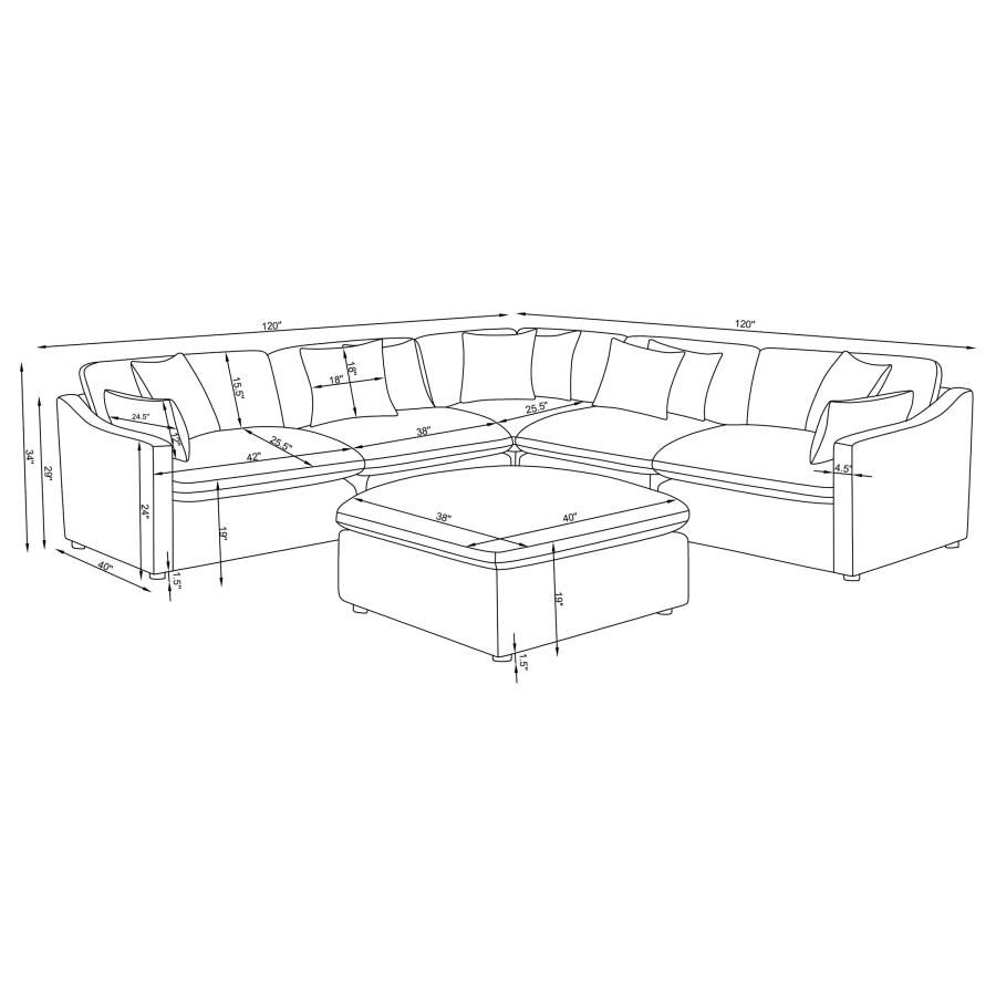 Thumbnail: Hobson 6-piece Upholstered Modular Sectional Sofa Ivory