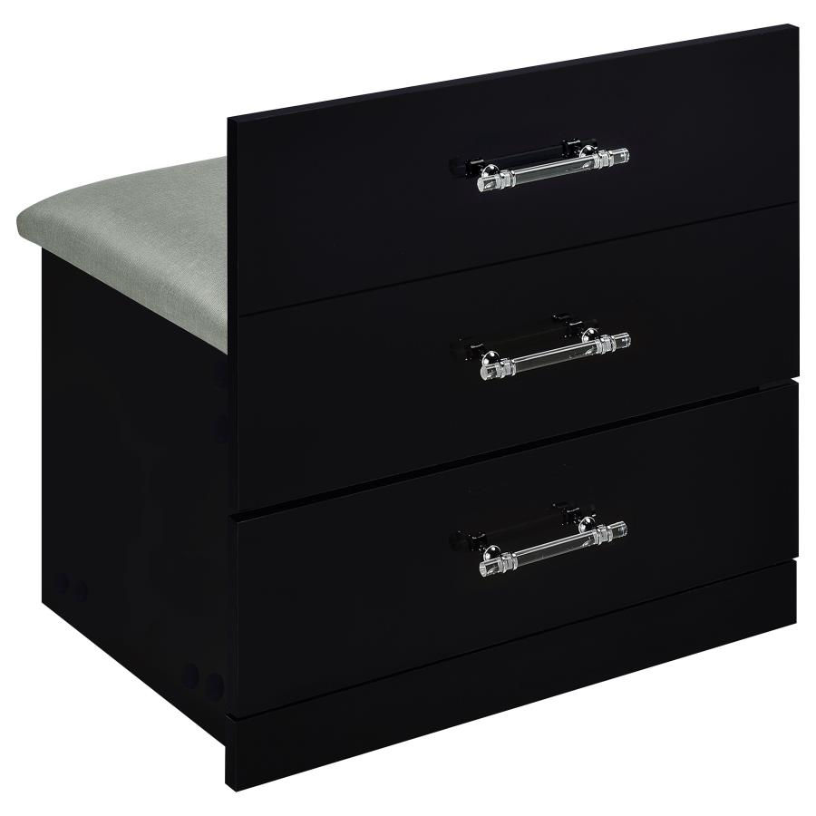 Thumbnail: Danbury 3-drawer Makeup Vanity & Stool Set High Gloss — Black