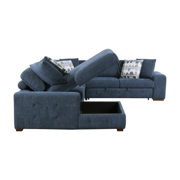 Thumbnail: Raife 5pc Sectional with Left Chaise and Storage Ottoman - Blue