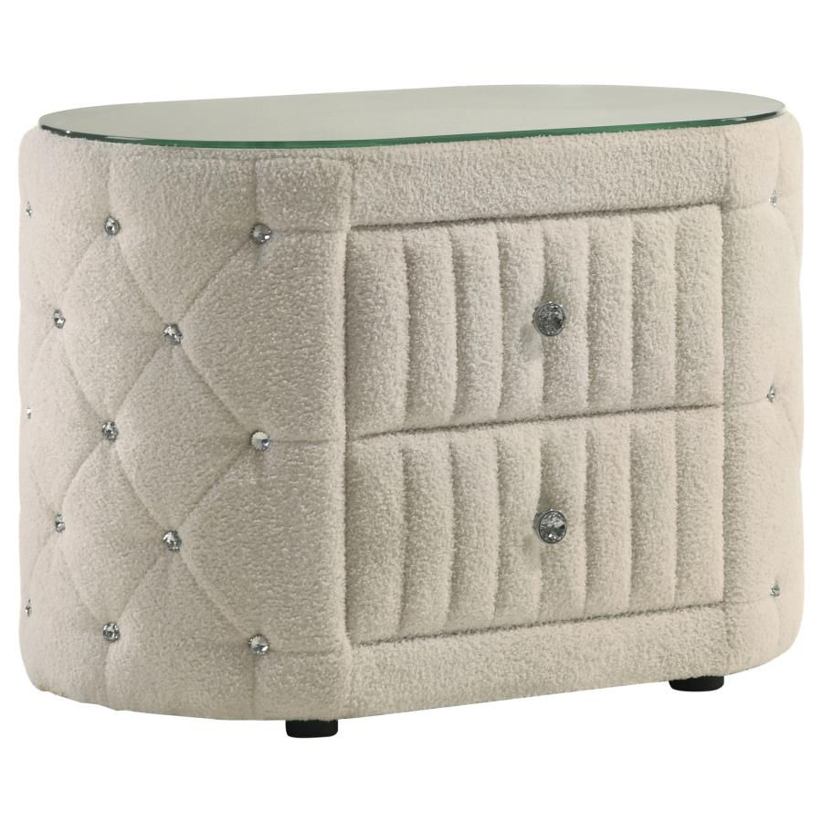 Thumbnail: Sonya 4-piece Upholstered Eastern King Bedroom Set Ivory