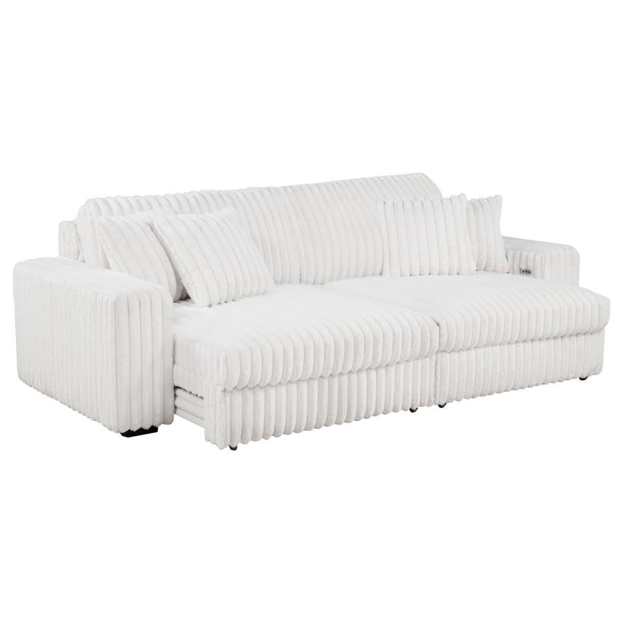 Thumbnail: Jacana Corduroy Upholstered Dual Power Chaise Sofa Ivory
