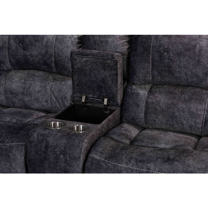 Thumbnail: Grey Velvet Modular Recliners Sectional Sofa w/ USB