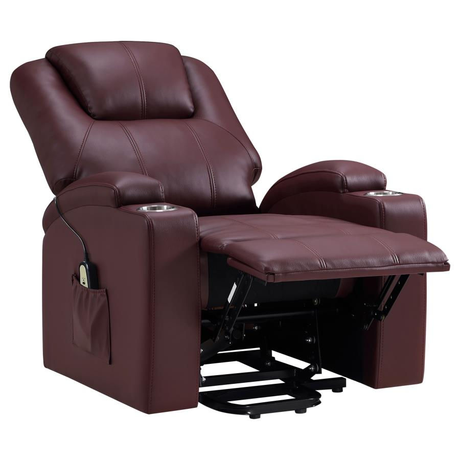 Thumbnail: Armstrong Upholstered Power Lift Massage Recliner — Wine